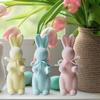 Easter Bunny Ornament Flocked Rabbit Statues Easter Decorations