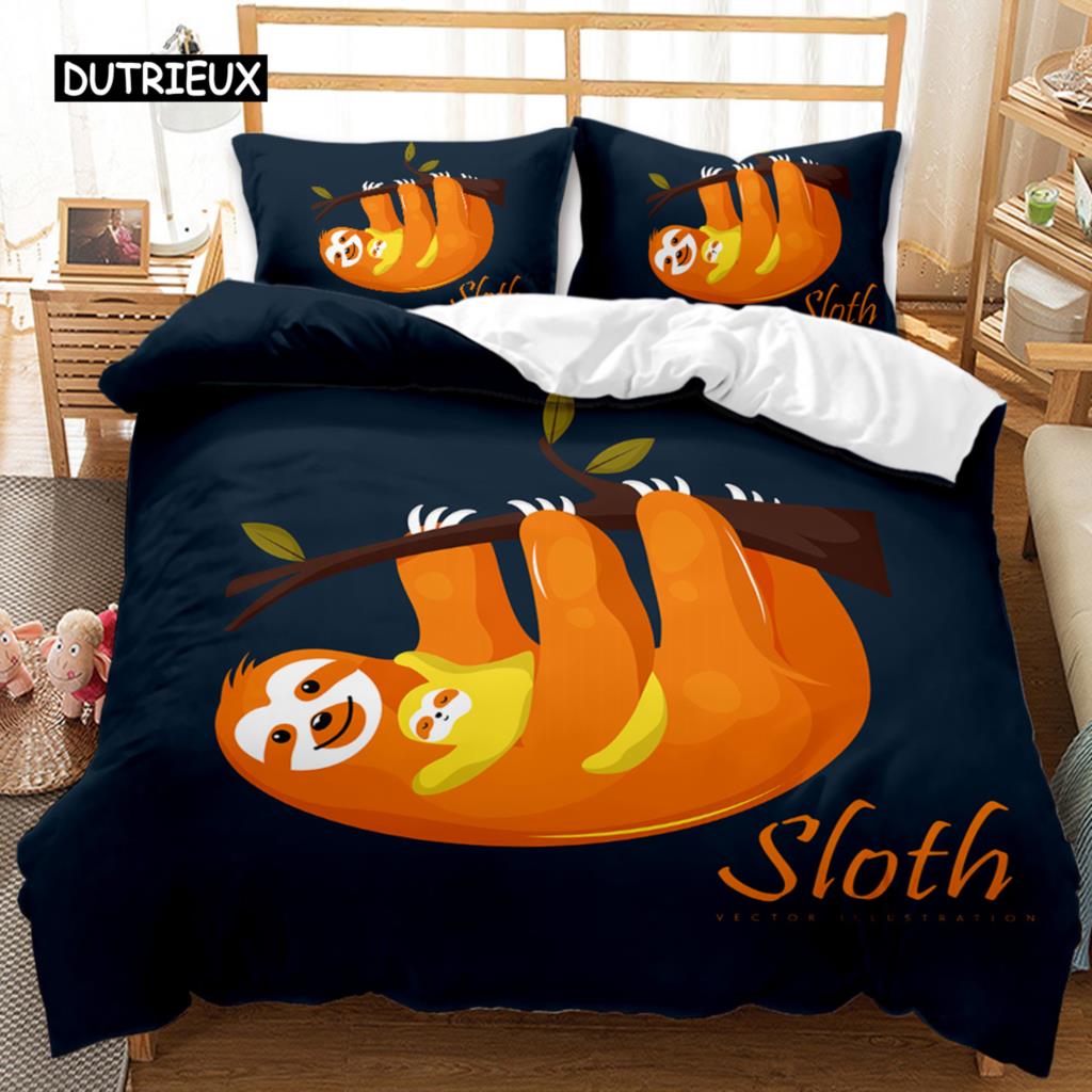 Комплект постельного белья Sloth Cartoon Space Sloth Комплект постельного белья Sloth Animal Одеяло-пододеяльник Double Queen King Size Полиэстеровое одеяло