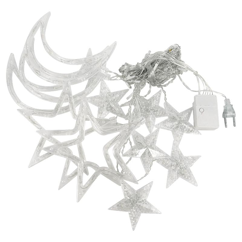 Луна Звезда Светодиодная гирлянда для занавеса Светильник EID Мубарак Рамадан Украшения для дома 2024 Ислам Мусульманские вечеринки Подарки