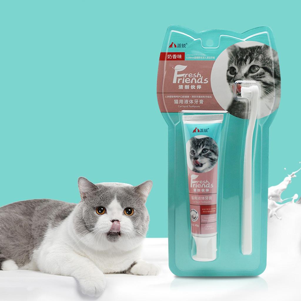 Sagit Pet,Cat,Toothbrush,And,Liquid,Toothpaste,Set,Teeth,Cleaning,Soft,Head,Brush,Teeth,Care,Tool,45ml