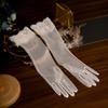 Elegant Fairy Long Wedding Tull Gloves Lace Flower Mesh Thin Gloves Pography Props Bride Dress Accessories