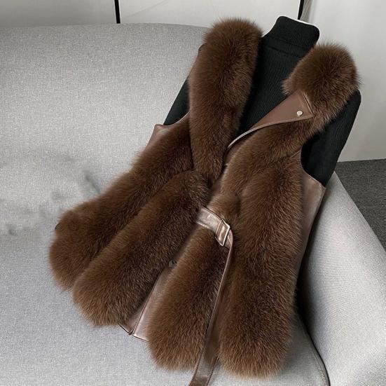 Женский зимний жилет, пальто из толстого пушистого меха, уютный искусственный однотонный цвет, без рукавов, на пуговицах