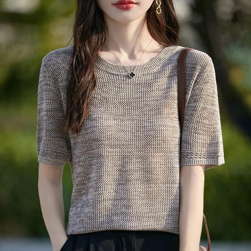 Женский шерстяной свитер с короткими рукавами Qinghe кашемир 50% шелк 50% шерсть жилет без рукавов для весны и лета из шерсти мягкий и удобный