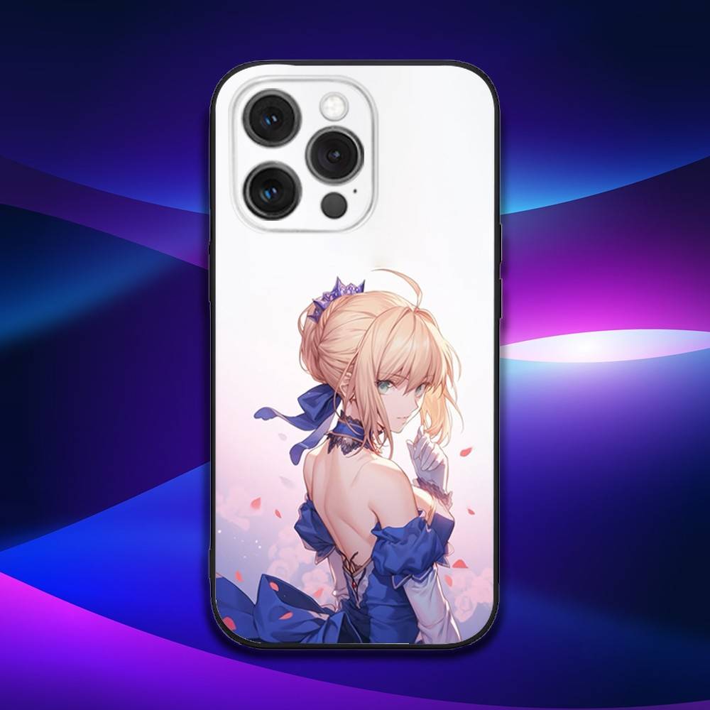 F-Fate Stay S-Saber Night Чехол для телефона iPhone 16e,16,15,14,13,12,11,Pro,X,XS,Max,XR,Plus,Mini Мягкий Черный Чехол