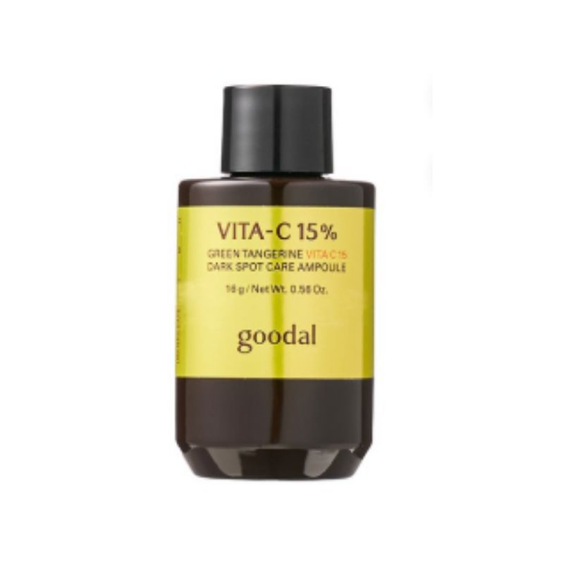 GOODAL Green Tangerine Vita C 15% Ampoule 16g – Powerful Dark Spot Corrector Brightening Serum for Clear & Glowing Skin