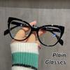 Women Cat Eye Optical Eyeglasses Blue Light Blocking Prescription Glasses Retro Fashion Contrasting Flat Light Eyewear