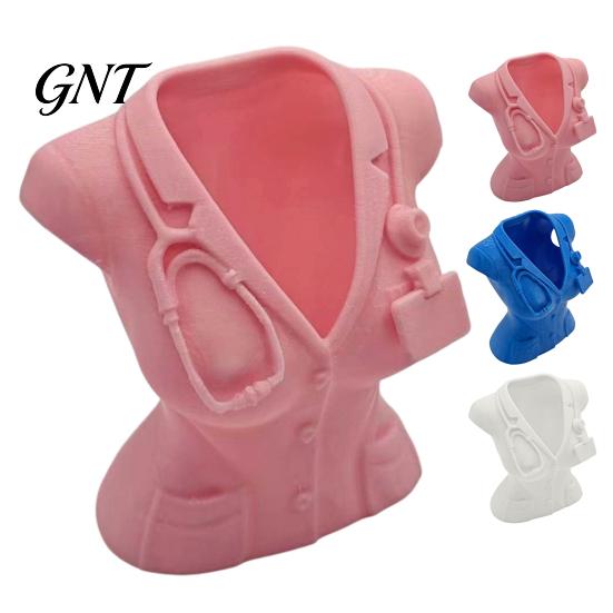 Nurse Pen Holder Uniform Holder, 3D Printed Medical Theme Desk Organizer for Pink Pens Makeup Brushes Small Stationery, Decorative Gift Female Doctors