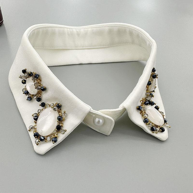 Beading Fake Collar Women Elegant Diamond Detachable Collars for Woman False Shawl Shoulder Wrap Lapel False Collars Woman Tie