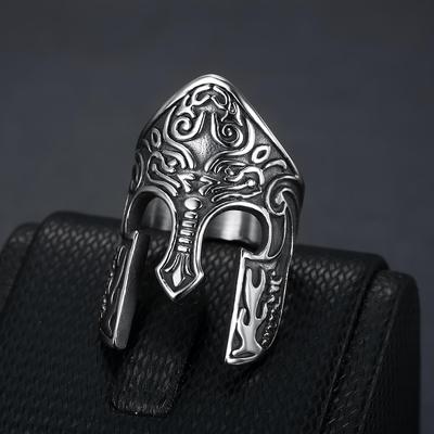 Мужское кольцо из титановой стали «Шлем спартанца»