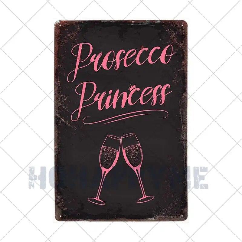 Prosecco O'Clock Metal Tin Signs Plates Cocktails Vintage Plaque Posters Pub Bar Art Wall Decoration Retro Home Decor 20x30cm