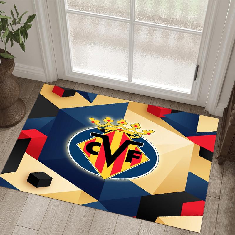 Villarreal FC Design Crystal Velvet Carpet Cozy Non?Slip Printed Rug For Bedroom Living Room Entrance