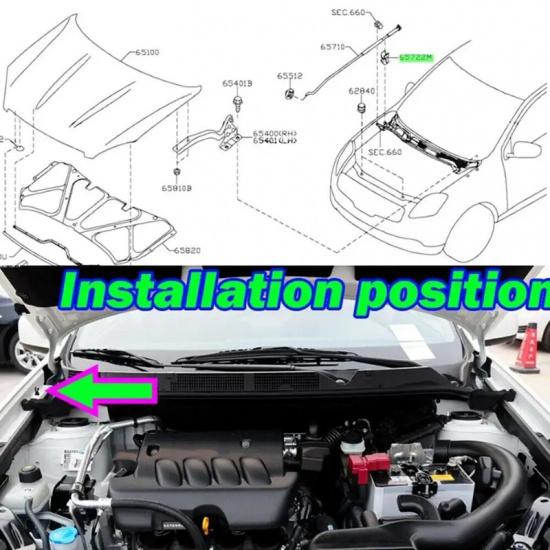 OE65722EB300 Навара Патфайндер R51 Капот Стойка Капота Зажим Клипса Для Ниссан Кашкай Дуалис J10 Автомобильный Крепеж и Клипса