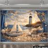 2D Nautical Backdrop with Lighthouse, Sailboat, Starfish & Seashells