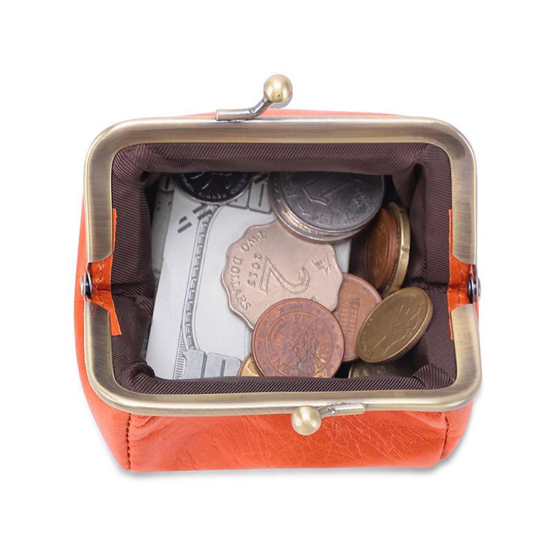 Retro Mini Genuine Leather Clasp Coin Purse & Earphone Bag
