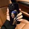 Чехол для телефона с картиной Яна Вермеера для iPhone 17,16,15,14,13,12,11 Pro Max,16/15/14Plus,XS Мягкий черный чехол