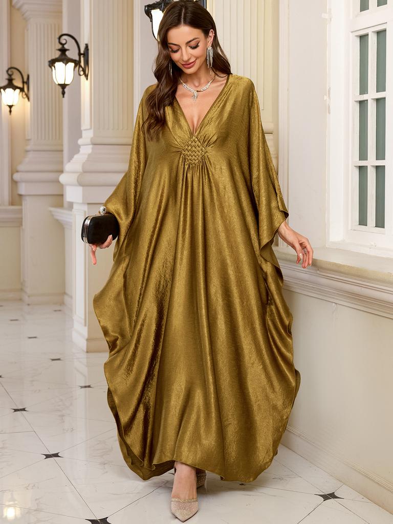 Luxuary Beach Cover Ups Golden Kaftans for Women Bust Hand Woven Maxi Dresses Summer Holiday Bathing Suits