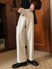 Korean Style Woolen Vintage Loose Fit Straight-Leg Trousers for Men