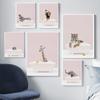 Сафари детеныши животных ванна принты постер розовый жираф слон носорог холст картина скандинавский ребенок настенное искусство ванная комната туалет декор