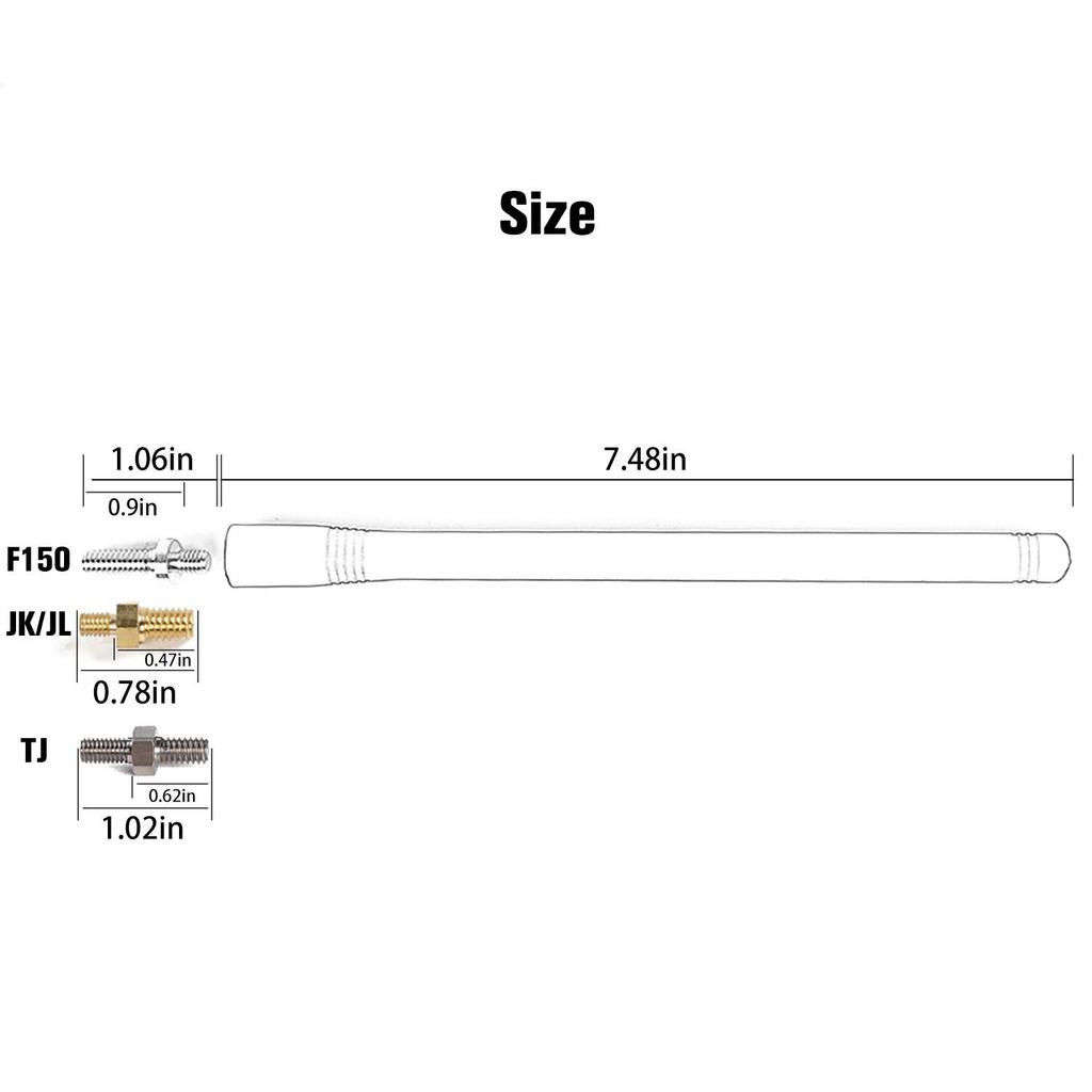 JeCar 7.5" Рефлекторная короткая антенна Замена для TJ JK JL F150 Аксессуары Металл ABS