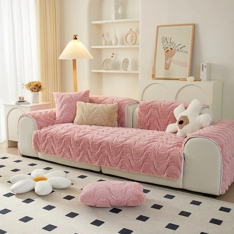 Зимняя плюшевая подушка для дивана, утепленная нескользящая высококачественная полотенце для дивана, чехол для гостиной, универсальный защитный чехол для дивана