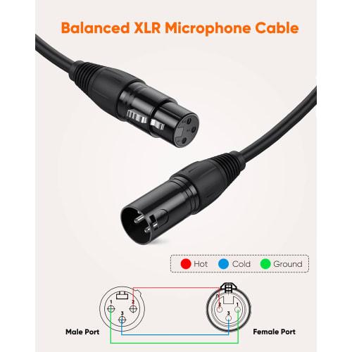XLR Cable, CableCreation XLR Male To XLR Female (XLR Cable) Balanced Cable 3-Pin Microphone Cable XLR Converter Canon Cable Black/1.8M