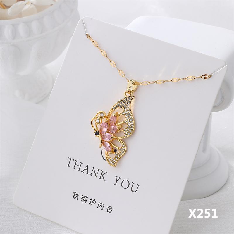 New Niche Design Retro Butterfly Micro-Inlaid Zircon Pendant Necklace Women'S Fashion Collarbone Chain