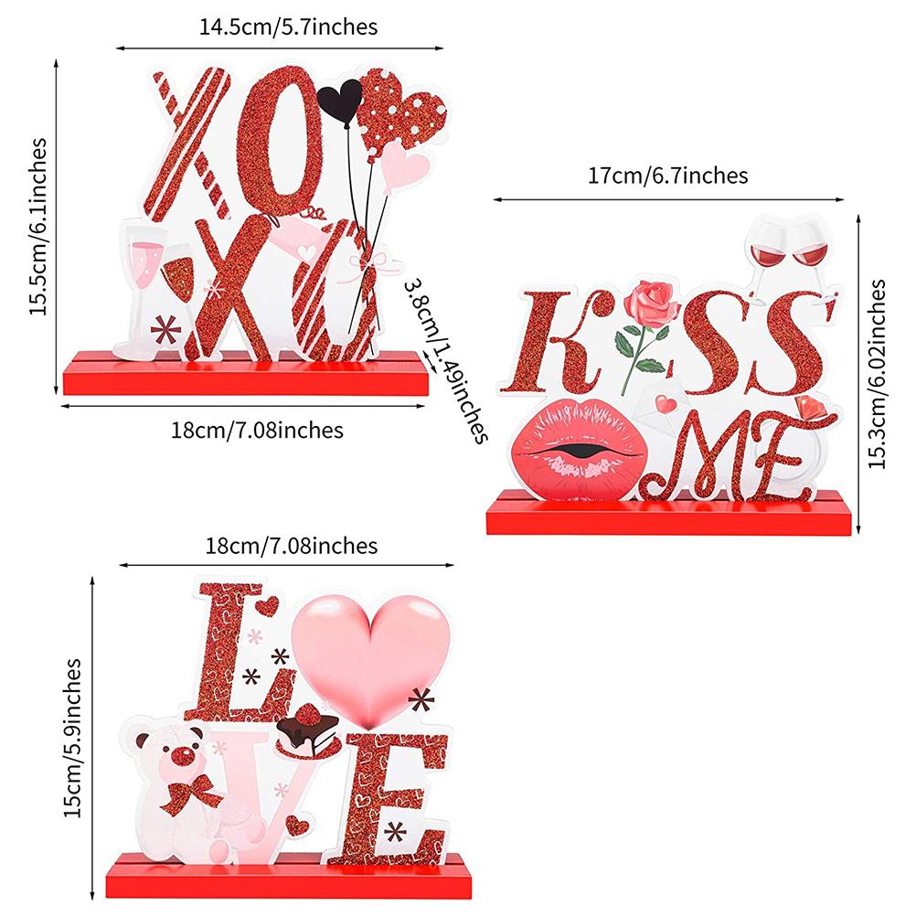 День святого Валентина Деревянный декор стола Настольные украшения Декорация С Днем святого Валентина Любовь Деревянное ремесло Украшение