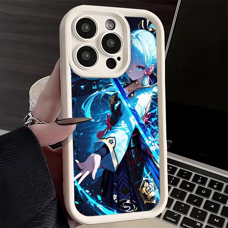 Чехол для телефона iPhone 17 Air 16E 15 16 Pro Max Genshin Impact Камисато Аяка Чехол 14 Plus 13 12 Mini Мягкий Силиконовый Fundas