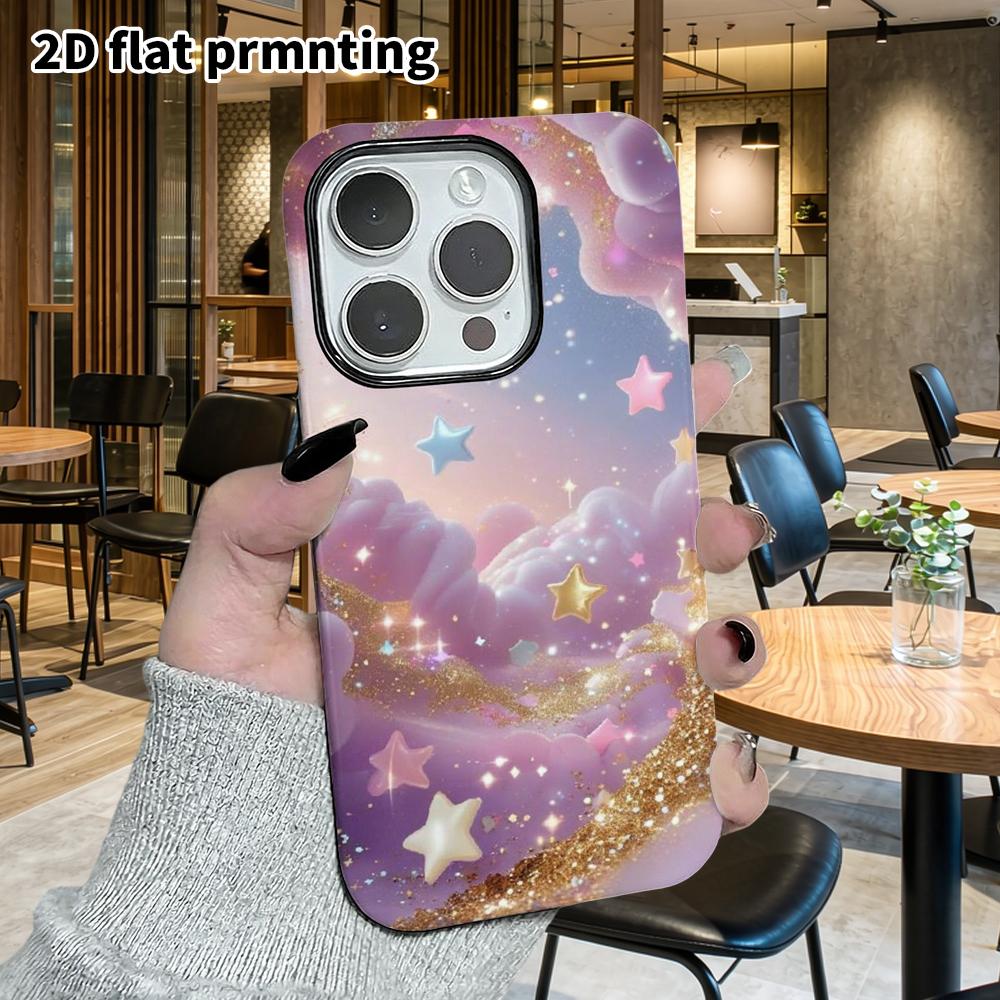 Phone Case: 2D flat design suitable for iPhone 18, 17, 16, 15, 14, 13 Pro film protective case, couple style, starry dream, Christmas and Halloween gi