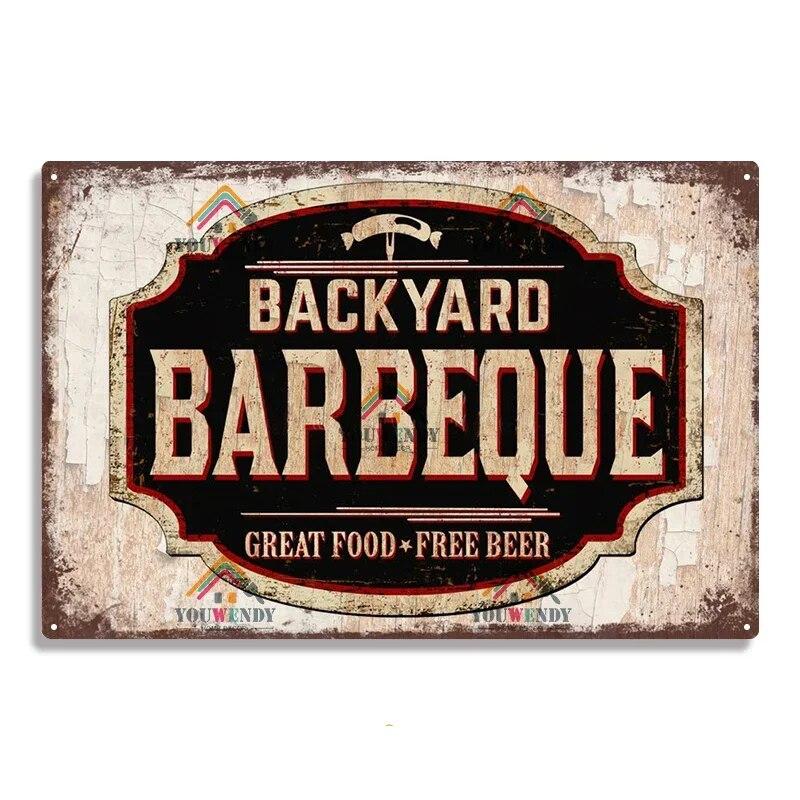 Ретро жестяная табличка Hisun DADS BBQ Металлические жестяные знаки Декоративная табличка Настенный декор для зоны барбекю Бара Паба Кухни Вечеринки Винтажная металлическая пластина