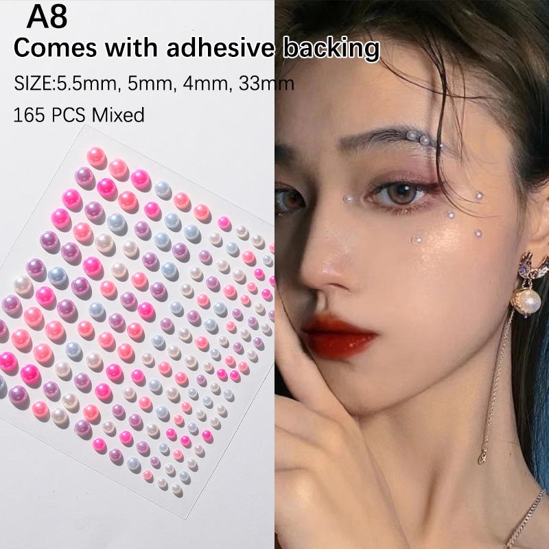 Diy белая жемчужная паста 3D украшения для лица наклейки для теней для век самоклеящиеся для лица и тела брови алмазные наклейки для ногтей украшение с бриллиантами