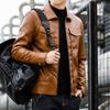 Плюшевая кожаная куртка, мужская модная брендовая осенне-зимняя новая корейская версия, трендовая повседневная кожаная куртка, мужская теплая куртка, одежда
