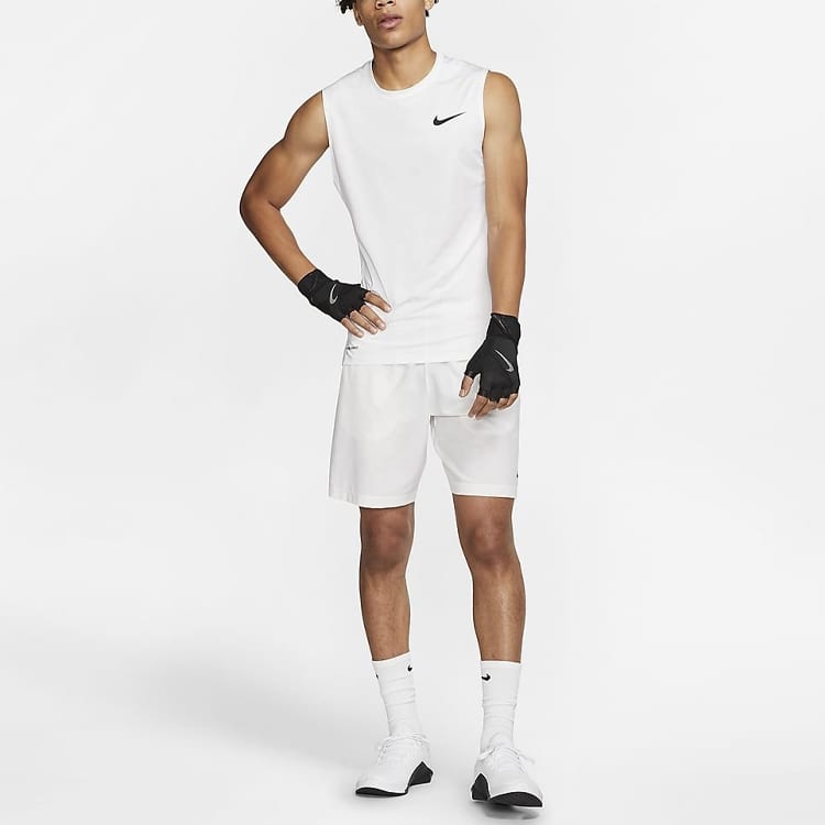 Nike Мужские майки Белые С круглым вырезом Умеренный прямой крой BV5601-100