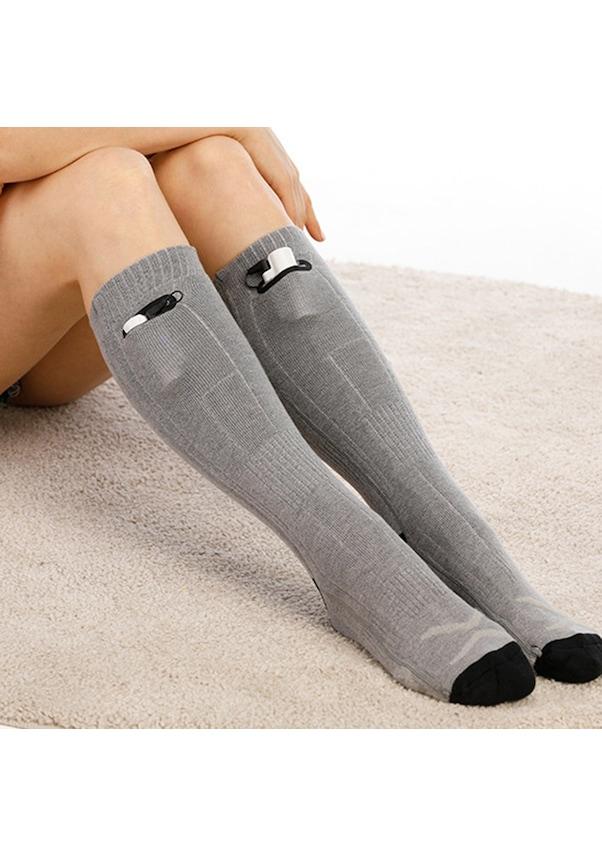 Outdoor ski socks, intelligent heating, heating and warmth, electric foot warmer usb gray socks + 4000 mAh + color box