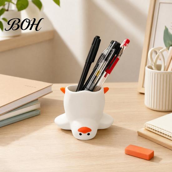 Gel Pen Storage Container Upside Down Duck Holder, 3D Printed Desk Organizer, Funny Desktop Stationery Holder for Office School, Creative Gift