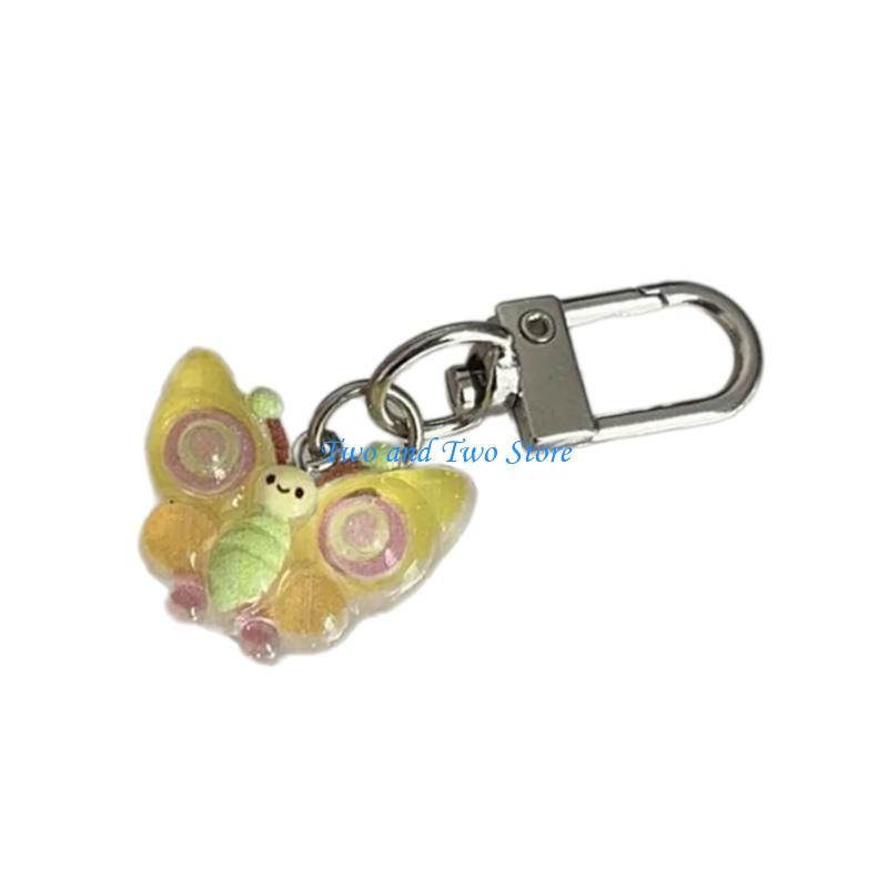 HX6F Smiling Butterfly Keychain Resin Bag Charm for Teens Friend Gifts