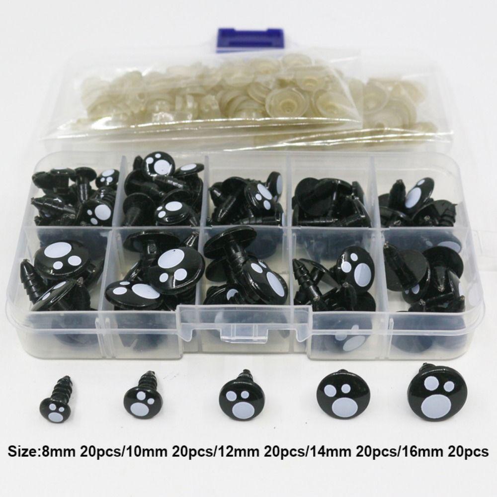 100pcs/box 5Sizes Plastic Safety Eyes Round Shape Black Screw Eyes Plush Doll DIY Toy Eyes For Toys