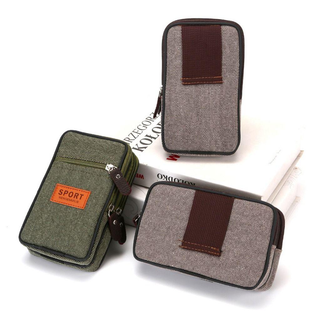 Double Layer Mobile Phone Bags Horizontal Style Mobile Phone Purse Belt Waist Bag Camping