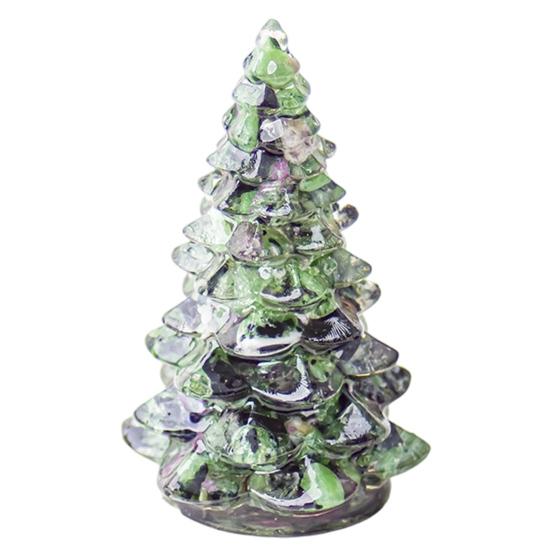 Elegant Holiday Decor Resin Christmas Tree Figurine, Crystal Desktop Ornament, Ornament Miniature Decoration for Home Office, Gift Party Centerpiece