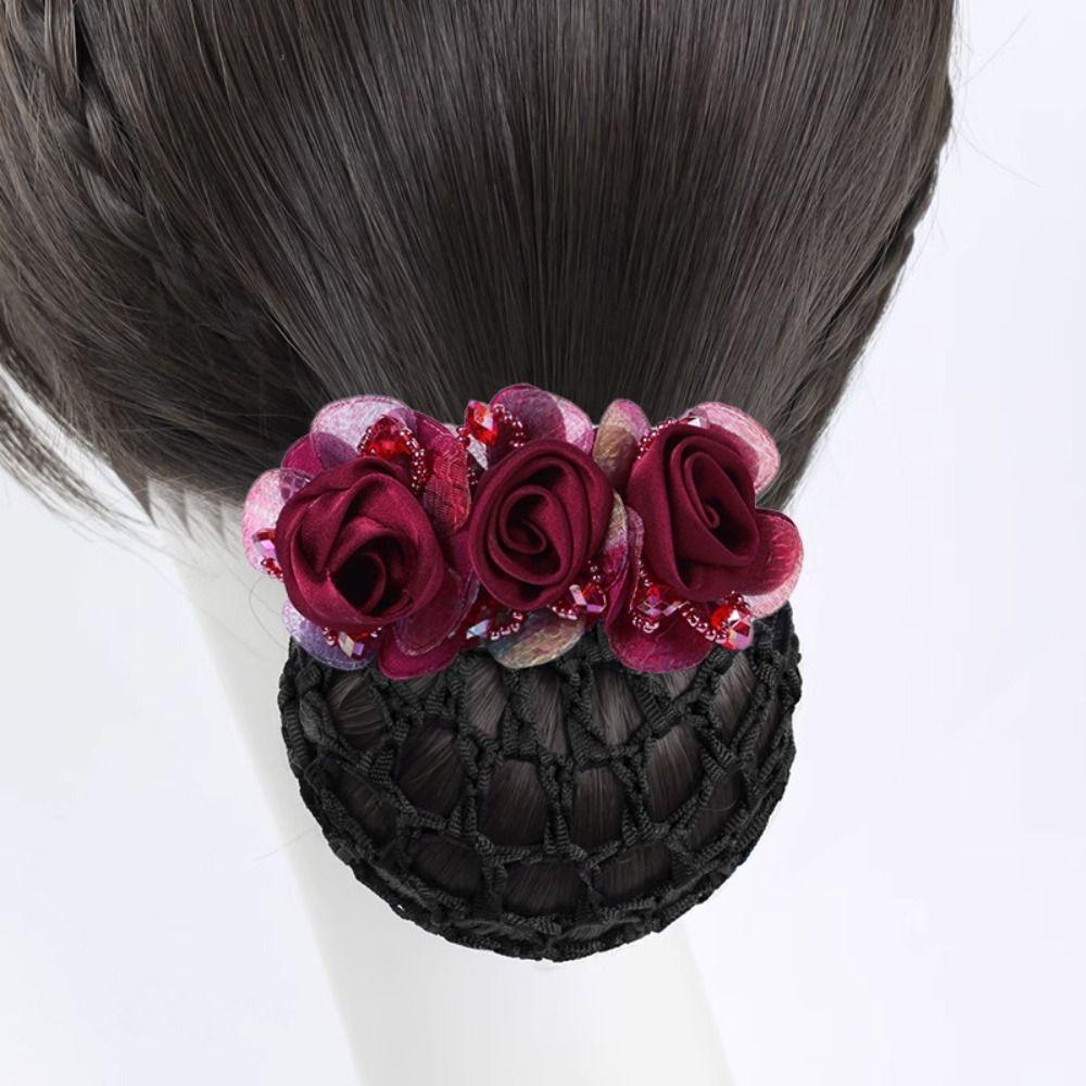 Retro Style Flower Hair Net Updo Styling Tool Hair Clip Accessories Dance Skating