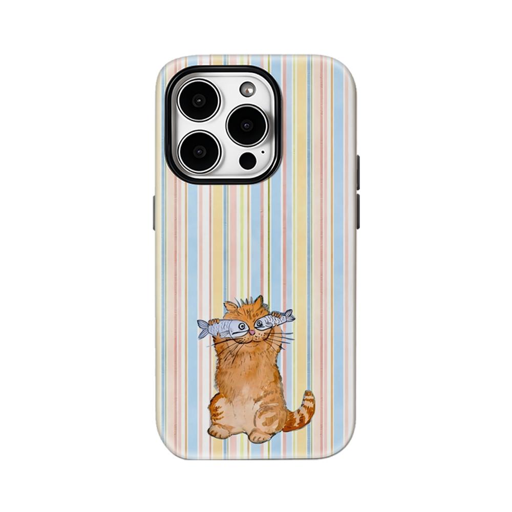 Cool Monkey Cat Stripes Phone Case for iPhone 17 16 15 14 13 12 11 X XS XR 7 8 Air Pro Max Plus Luxury Double-layer Back Cover