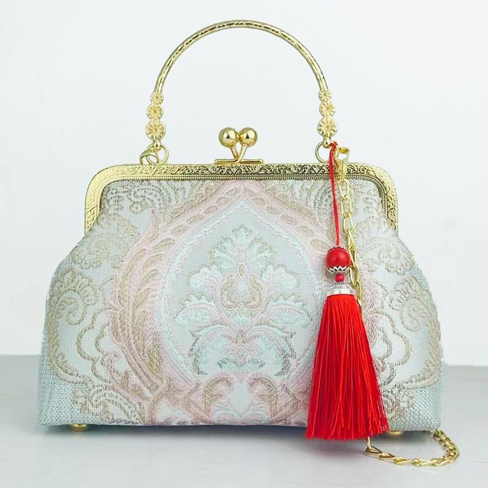 Fashion Silk Bag Tote Shoulder Crossbody Chain Women Handbag Embroidery Chinese Cheongsam Female   Bags Clutch Purse