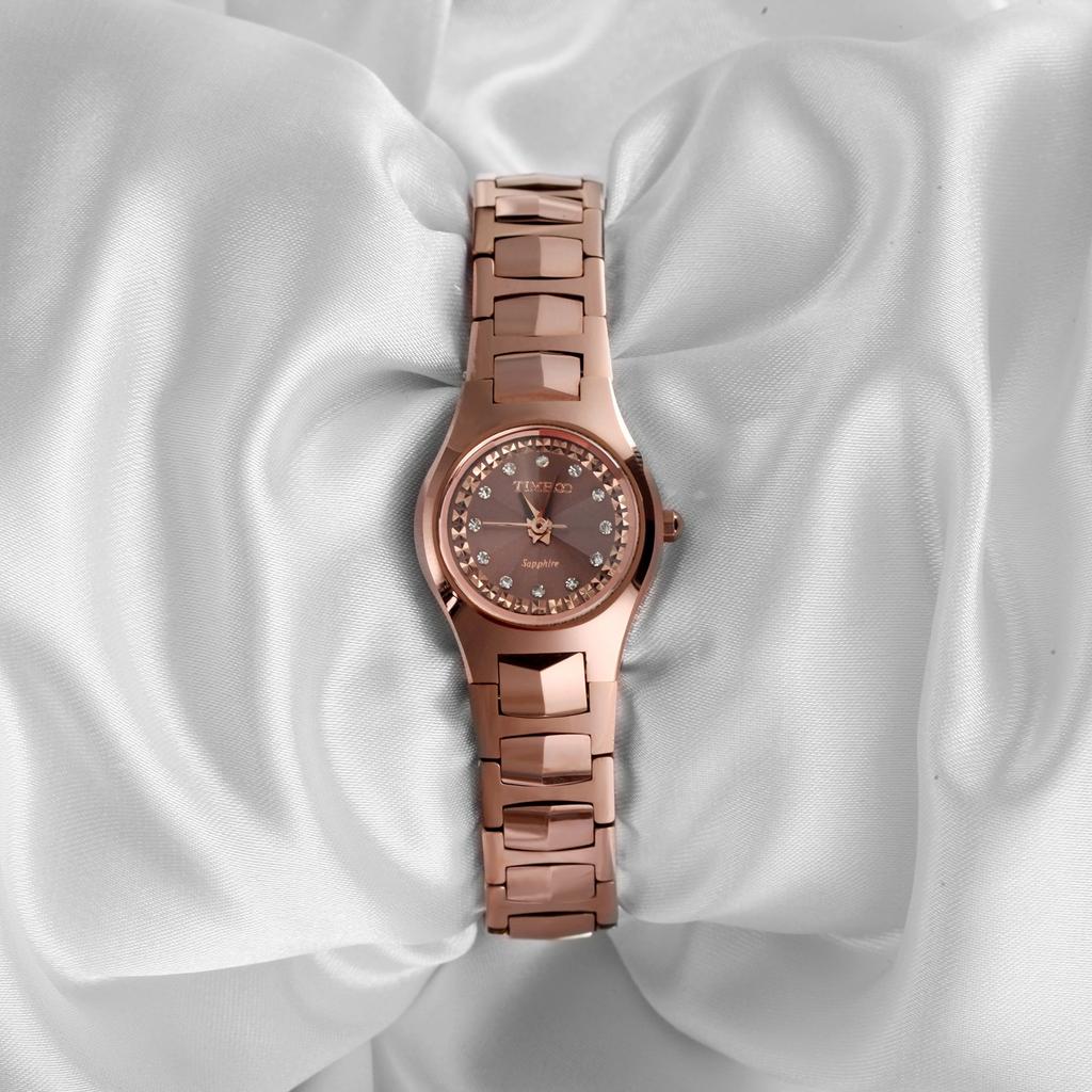 Time100 Tungsten Steel Sapphire Glass Seiko Quartz Diamond Couple Watch (Ladies) #W50107L.03A (Coffee)
