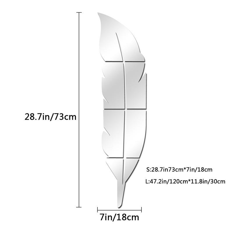 3D Stereo Feather Acrylic Full-Length Bedroom Mirror - Niche Furniture Wall Decoration.
