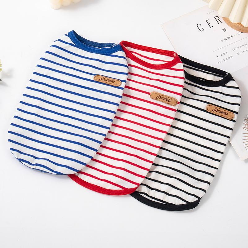 Одежда для собак Летняя полосатая безрукавка Одежда для домашних животных Футболка Одежда для маленьких собак Хлопковый костюм для щенка котенка чихуахуа S-XL