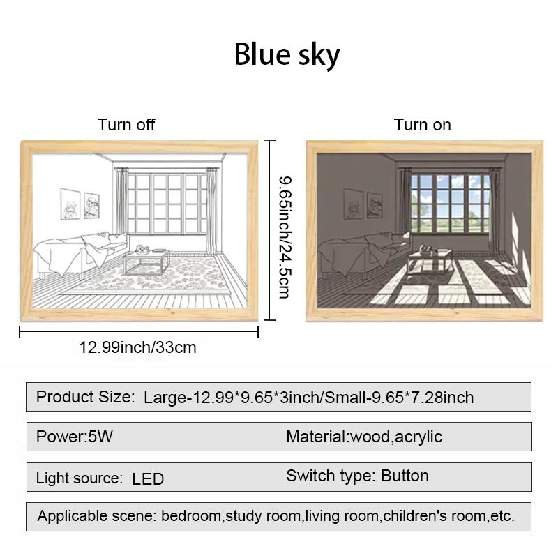 Современный эскиз в художественном стиле, освещение, картина 9,65*7,28 дюйма, трехцветная светодиодная декоративная картина, меняющая свет, подходит для коридора спальни