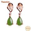 Танциз стерлингового серебра 925 пробы нефритовый циркон серьги серьги-капли для женщин подарки на свадьбу