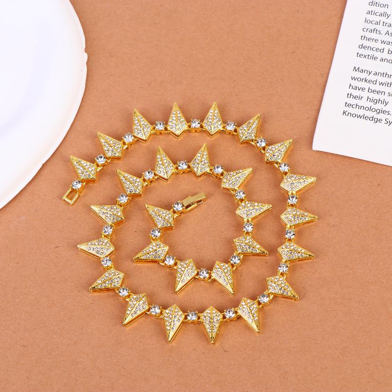 Fashion Geometric Spike Necklace Bracelet Punk Rock Style Men Women CZ Paved Jewelry Everyday Accessory