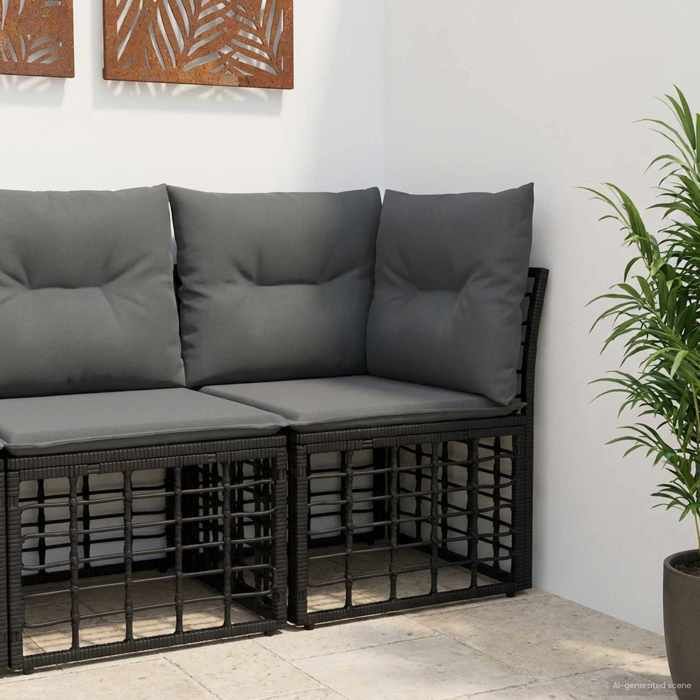 Maison Exclusive - Unité de canapé d'angle modulable pour extérieur Noir polyrotin