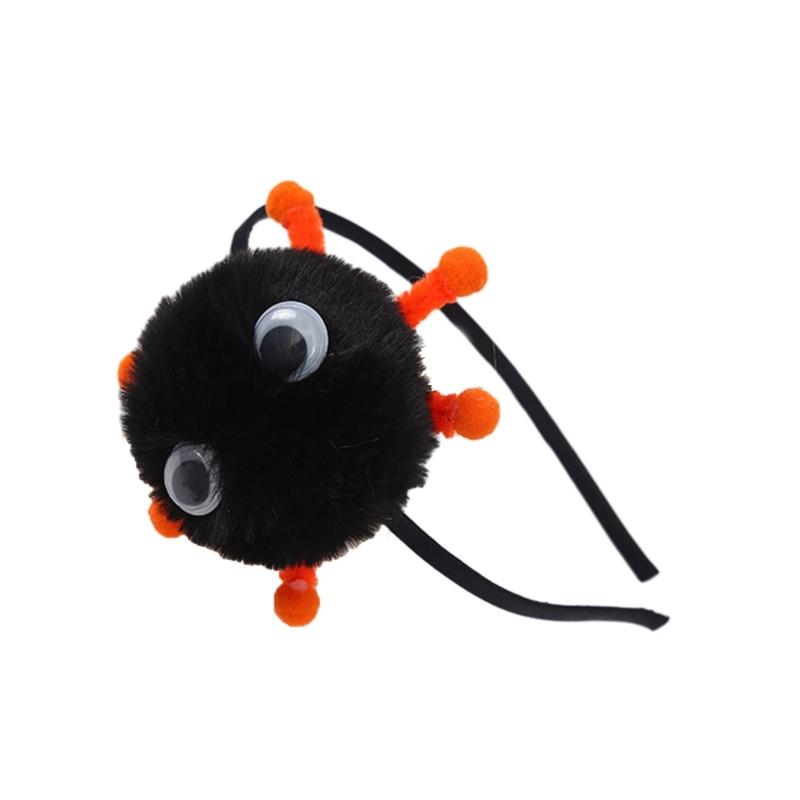 Панк Крутая Повязка на Голову Заколка для Волос Плюшевая Форма Шара Стерео Заколка Эластичная Заколка для Волос для Девочек Хэллоуин Прическа